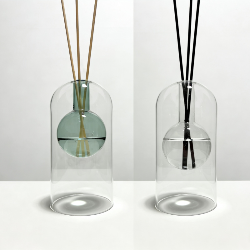 Home Fragrance Bottle - Noordse U-vormige dubbelwandige glazen diffuserfles, lege