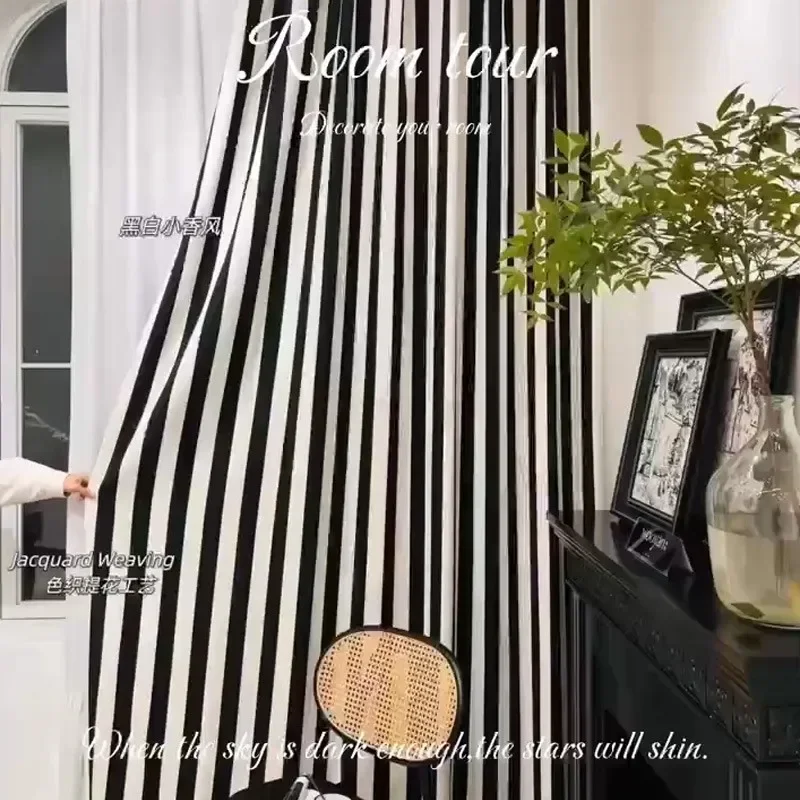 Home Fragrance In French - Verticaal Gestreept Zwart-wit Chenille Jacquard High-end