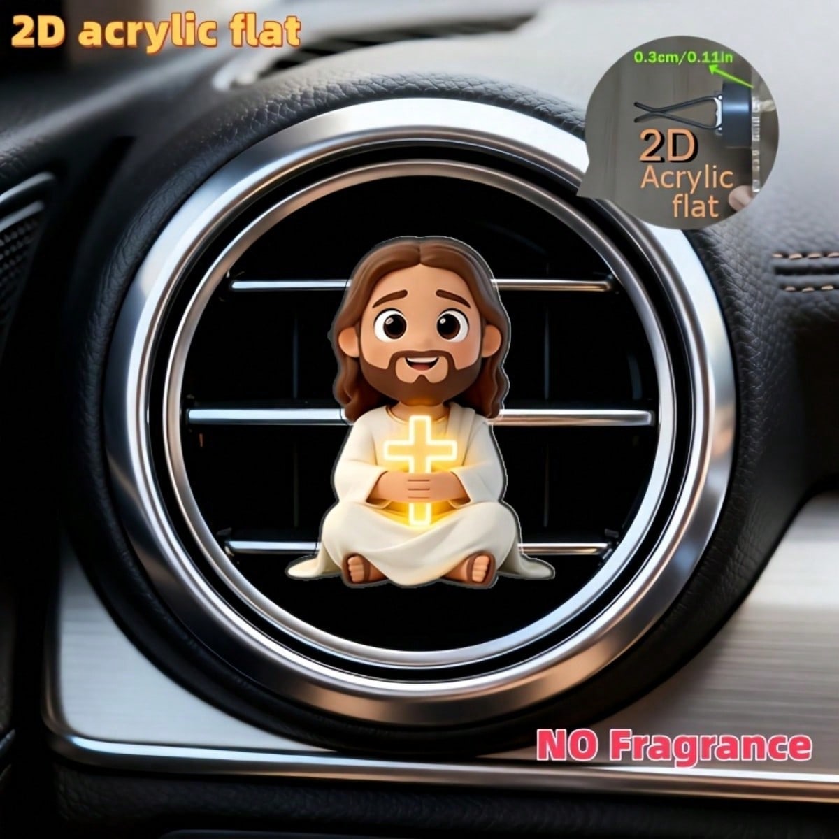 Car Vent Diffuser - 2D platte Jezus met kruis patroon